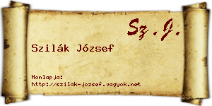 Szilák József névjegykártya